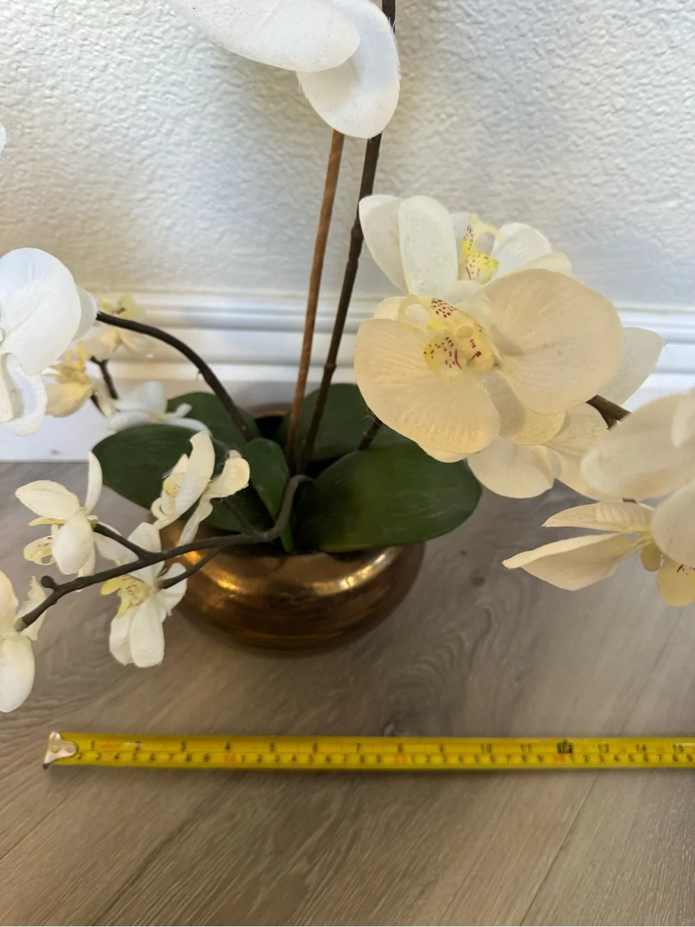 Pier 1 imports White Orchid Arrangement in Bronze Vase - Home Accents